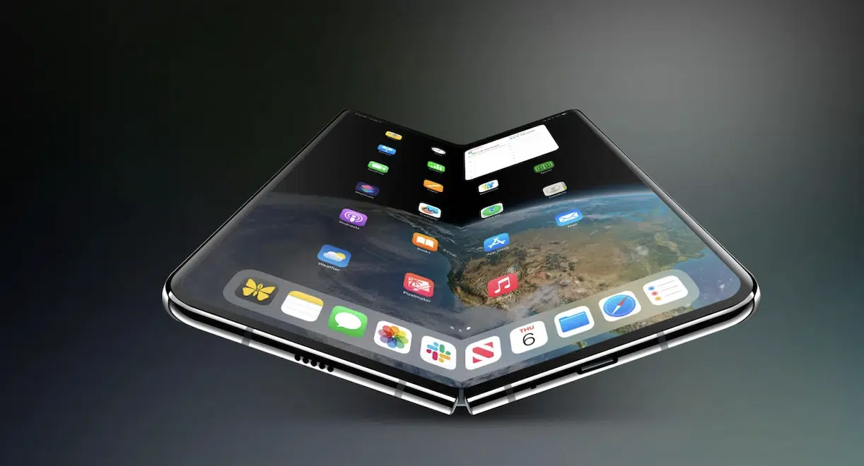 "Apple foldable iPhone design concept" "Foldable iPhone with flexible OLED display" "Latest Apple foldable iPhone smartphone model" "Foldable iPhone prototype showcasing sleek design" "Future of Apple smartphones foldable iPhone" "Foldable iPhone opened with multitasking screen" "Foldable iPhone concept with dual screens" "Foldable iPhone compared with regular iPhone