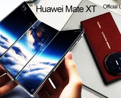 Huawei Mate XT Trifold smartphone folded and unfolded Huawei Mate XT Trifold showcasing triple screen design Huawei Mate XT Trifold luxury foldable phone side view Huawei Mate XT Trifold multitasking with three displays Huawei Mate XT Trifold close-up of hinge and display