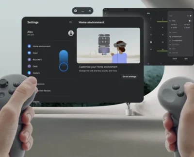 Samsung Galaxy XR headset with motion controllers on display table, symbolizing high demand after launch sellout.
