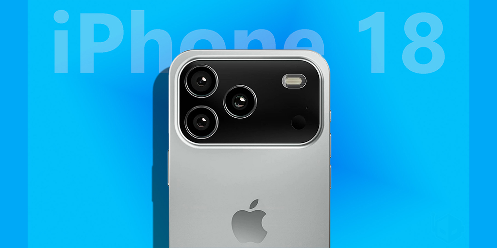 Concept image of iPhone 18 showcasing expected 12GB RAM upgrade in 2026." Apple logo symbolizing innovation, with a futuristic backdrop of iPhone 18’s rumored features.