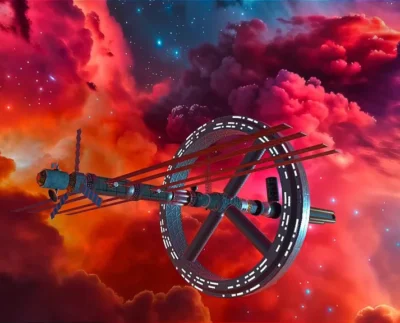 Solara One VR interface showing a user composing music in a zero-gravity space environment. Floating user interacting with celestial instruments while creating melodies in virtual space. Immersive cosmic soundscape with nebulae and stars reacting to musical notes in Solara One. VR musician using intuitive controls to mix and play music among the stars. Spatial audio visualization in Solara One enhancing the music creation experience. Community sharing feature in Solara One allowing users to showcase music in space. User exploring different musical styles in the virtual Solara One space station. Accessible and inclusive VR music tools for users with varying abilities in Solara One. Futuristic cosmic environment in Solara One with interactive musical elements.