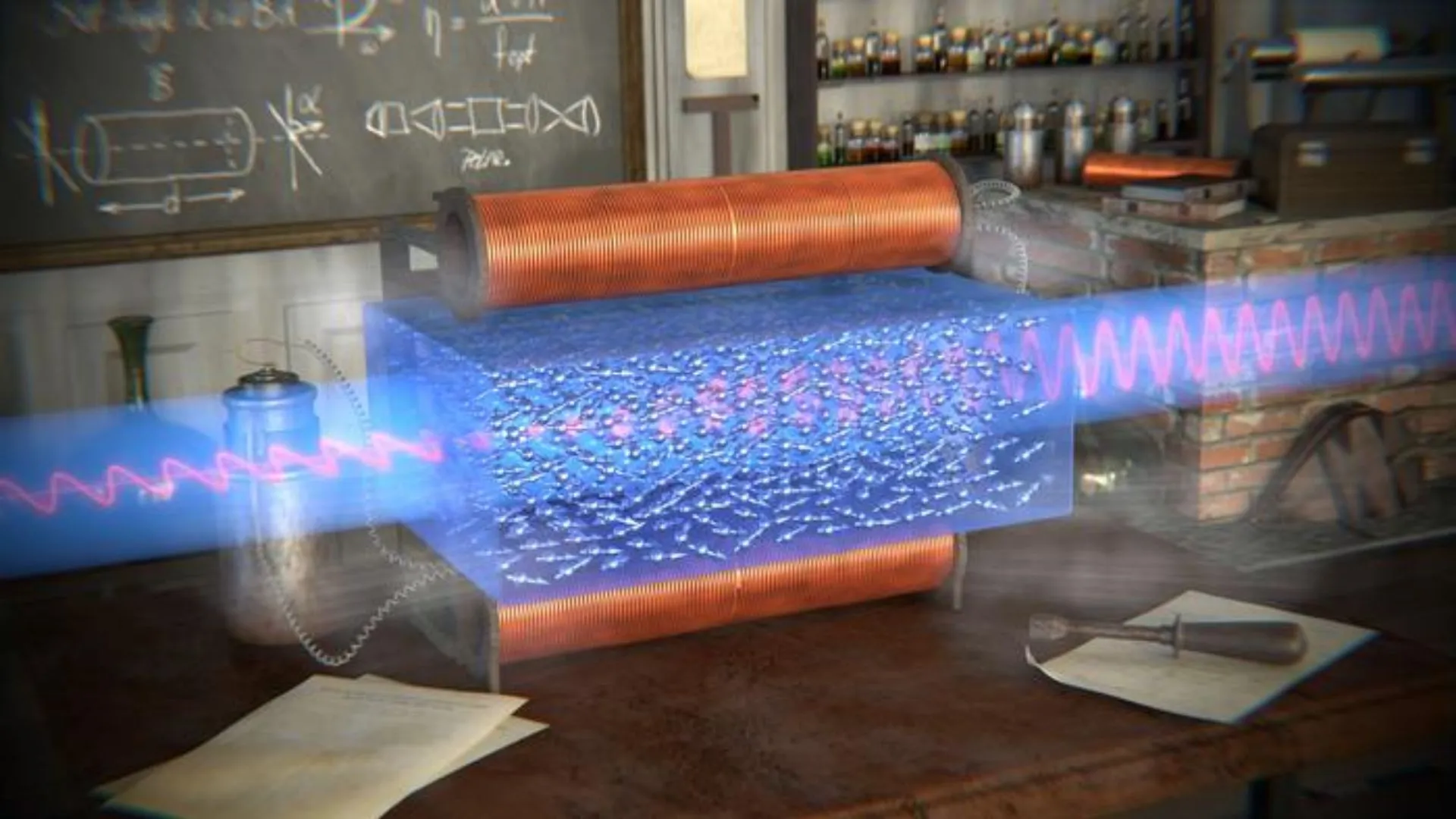 "Researchers discovering a new magnetic component in the Faraday effect after nearly two centuries." "Scientific illustration showing light rotation influenced by a magnetic field in the Faraday effect." "Laboratory setup used to detect a newly identified magnetic component in optical materials." "Scientist analyzing magneto-optic measurements related to the Faraday effect." "Visualization demonstrating the classical and newly discovered components of the Faraday effect." "Advanced optical equipment measuring magnetic interactions in transparent materials." "Researchers studying light-matter interactions leading to the discovery of a new magnetic effect."
