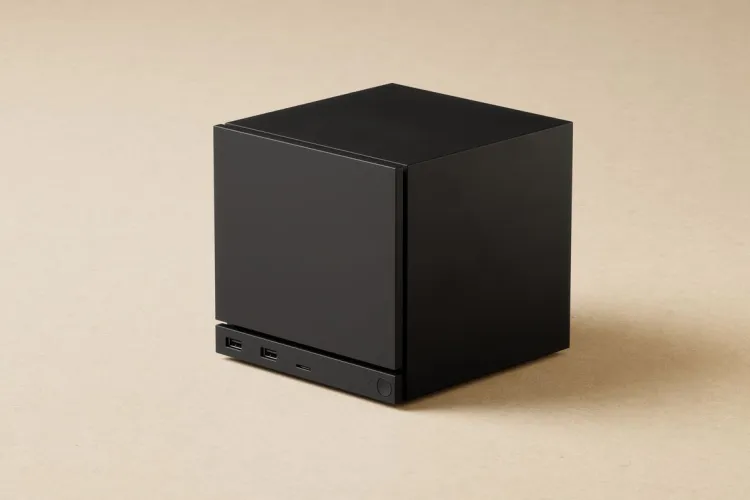 Steam Machine connected to a TV for gaming experience. Steam Controller with trackpads for precise control. SteamOS interface on the Steam Machine dashboard. Steam Machine gaming performance on a large TV screen. Steam Machine setup in the living room for a console-like experience.