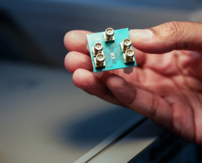 Scientists unveil the world’s first microwave-powered computer chip. Close-up of the microwave-powered chip designed for energy harvesting. Illustration of a chip converting microwave signals into electrical energy. Ultra-efficient microwave-powered chip used in next-generation devices. Microwave energy harvesting technology powering a modern computer chip. Researchers testing the world’s first microwave-powered semiconductor. Microwave-powered chip enabling battery-free electronic devices.