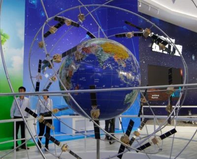 Chinese scientists testing advanced satellite power system for space weapons. Satellite in orbit equipped with high-power directed energy system. Diagram showing precision targeting and power delivery in Chinese satellite system. Research team developing laser and particle beam technology in Chinese lab. Visualization of space warfare with satellites targeting enemy assets. China’s experimental satellite network for space defense and energy transmission. Global map highlighting potential impact of China’s new space weapon technology.