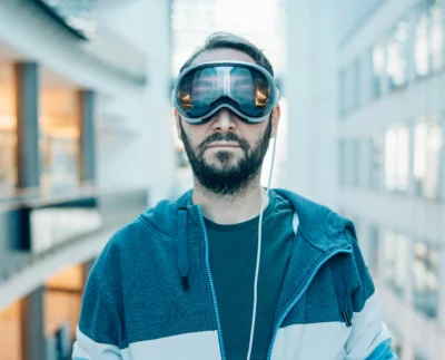 Person wearing virtual reality goggles experiencing eye strain after long use. Close-up of human eyes reflecting VR headset screens. Doctor explaining the effects of VR and smart glasses on eye health. Child using VR headset under parental supervision to protect eye safety. Smart glasses user viewing augmented reality overlay in bright lighting. Tips to prevent digital eye strain while using VR and AR devices. Comparison of healthy eyes versus strained eyes after extended VR use.