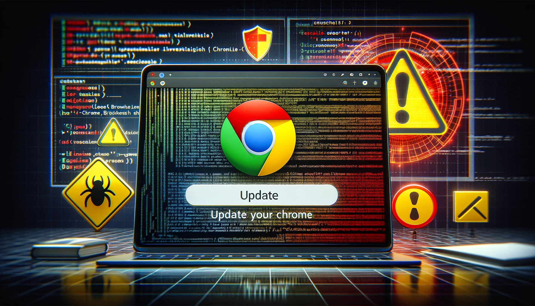 "Google Chrome emergency patch released to fix critical zero-day vulnerability." "User updating Google Chrome after Google issues urgent security fix." "Illustration showing Chrome zero-day exploit warning on a laptop screen." "Cybersecurity alert highlighting Google’s latest Chrome zero-day patch." "Google Chrome settings page prompting users to install security update." "Researcher analyzing Chrome zero-day exploit active in the wild." "Image showing Google security team addressing critical Chrome vulnerability."