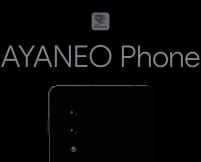 Official teaser of the AYANEO Phone featuring retro REMAKE branding and minimalist design. AYANEO Phone back panel showing sleek camera layout and retro color scheme.