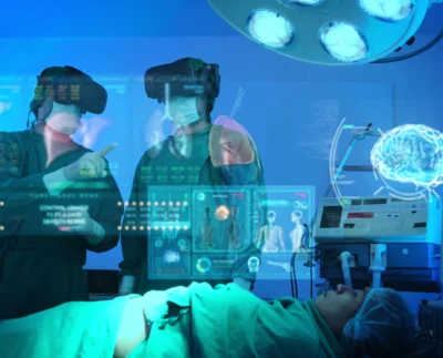 Surgeon analyzing a patient’s digital twin on a 3D screen before surgery. 3D model of human anatomy used for patient-specific surgical planning. Medical team using digital twin simulation to optimize surgical procedure. AI-powered digital twin technology assisting in cardiovascular surgery. Orthopedic surgeons reviewing a virtual spine model for personalized surgery. Hospital integrating digital twin software with electronic health records. Patient and doctor discussing benefits of digital twin-assisted surgery.