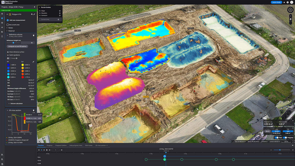 Digital twin simulation of an excavator in a construction site. Engineer analyzing real-time data from earthmoving machinery on a tablet. 3D model of a bulldozer used for predictive maintenance planning. Virtual simulation showing optimized excavation routes for heavy equipment. Construction manager using digital twin software to improve job site safety. IoT sensors collecting data from dump trucks for real-time performance monitoring. Visualization of sustainable earthmoving practices using digital twin technology.